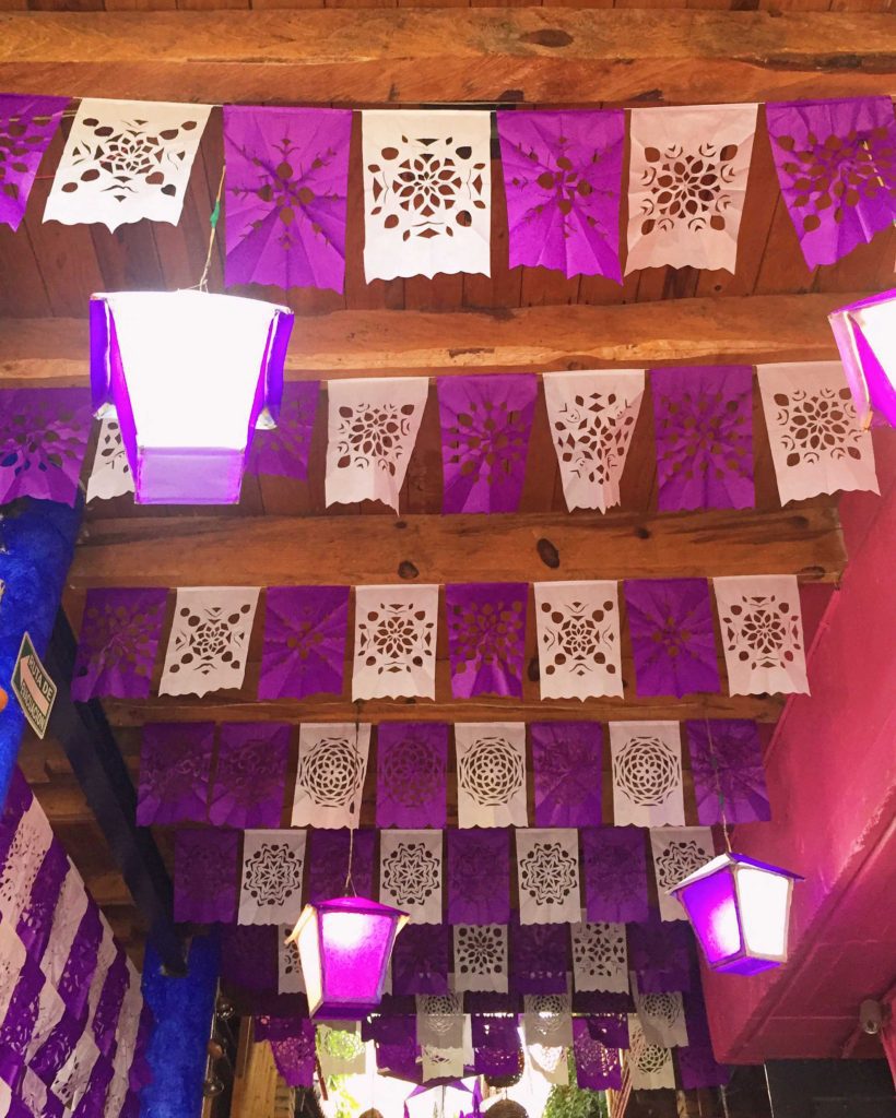 Papel Picado in a Mexican restaurant in Tepoztlan, Mexico