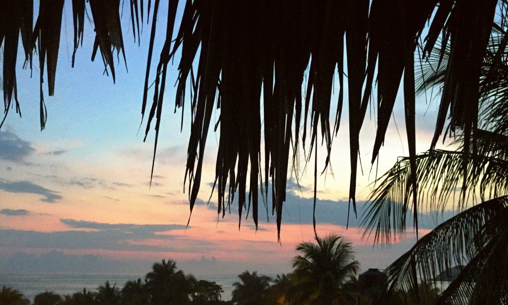 Balcony view at sunset.