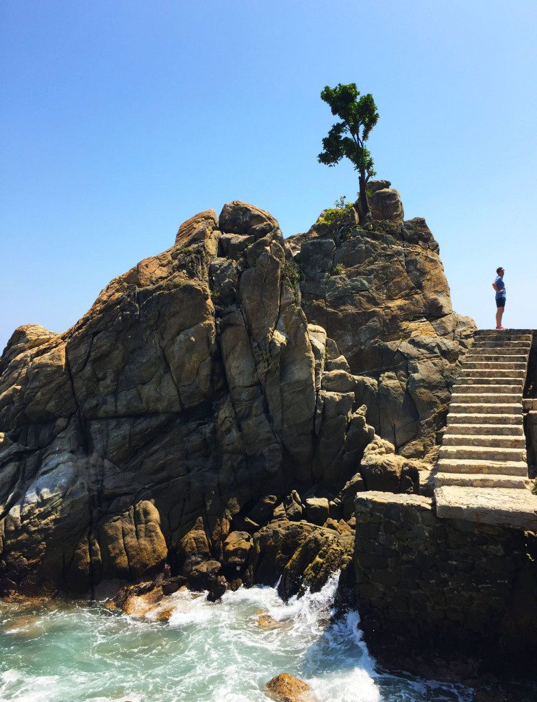 Steps and cliffs in the pathway.