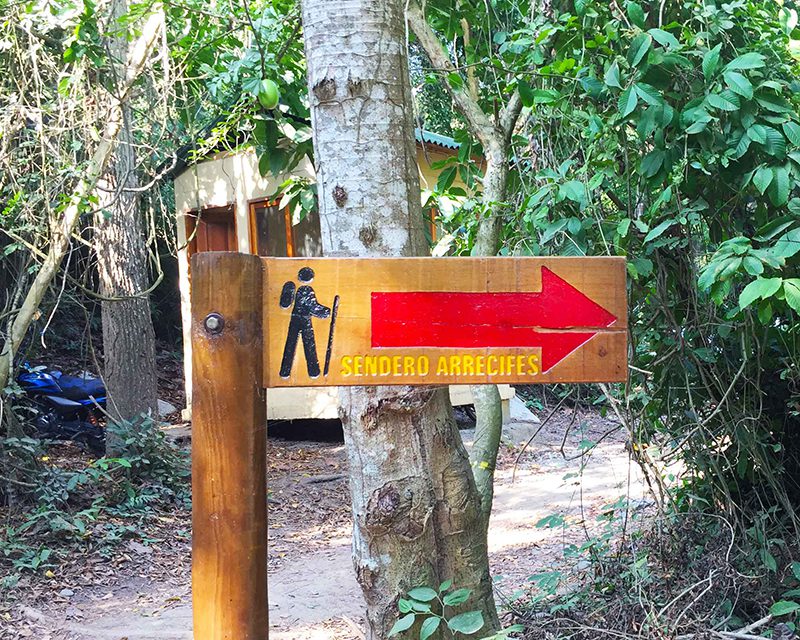 Sign for Arrecifes in Parque Tayrona, Colombia