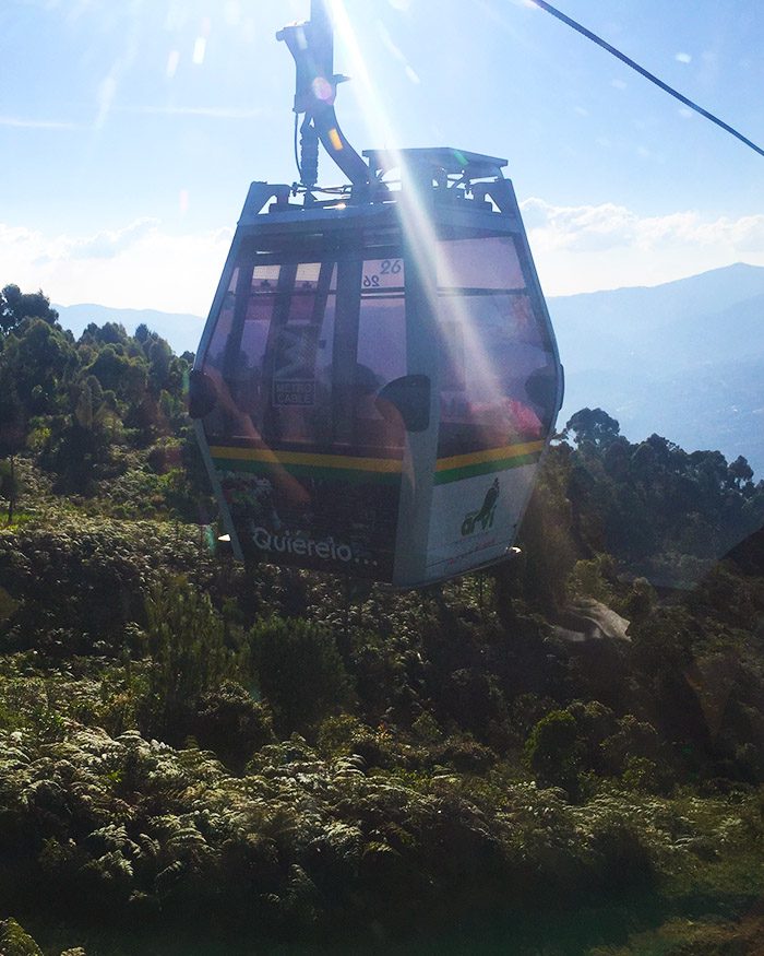 Cable car over forest medellin