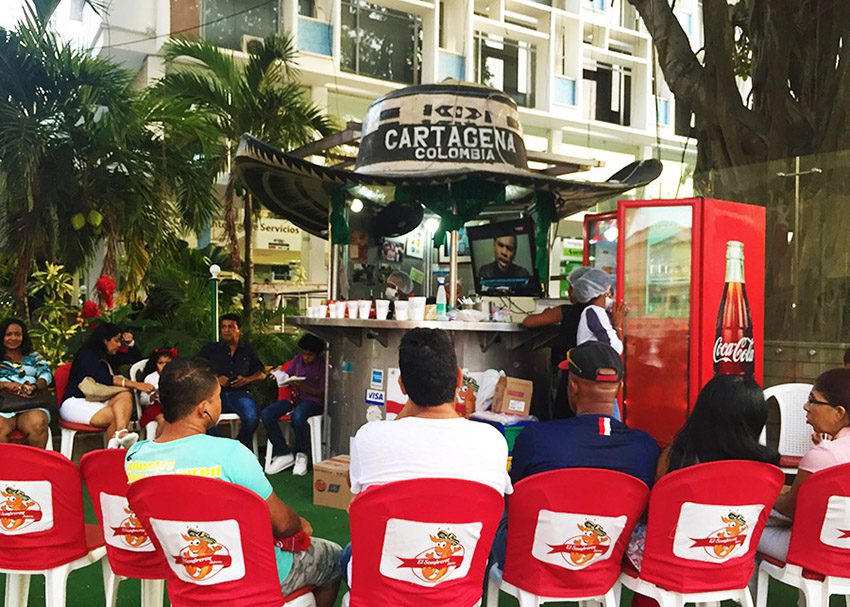 Ceviche stand in Cartagena Colombia