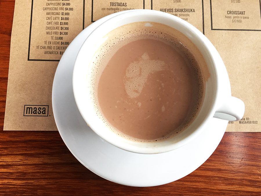 Hot chocolate at Masa Bogota Hot chocolate at Masa Bogota