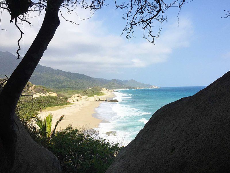 First glimpse of the beach in Parque Tayrona, Colombia