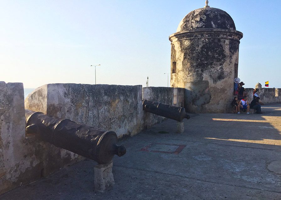 Tower on the wall in Cartagena