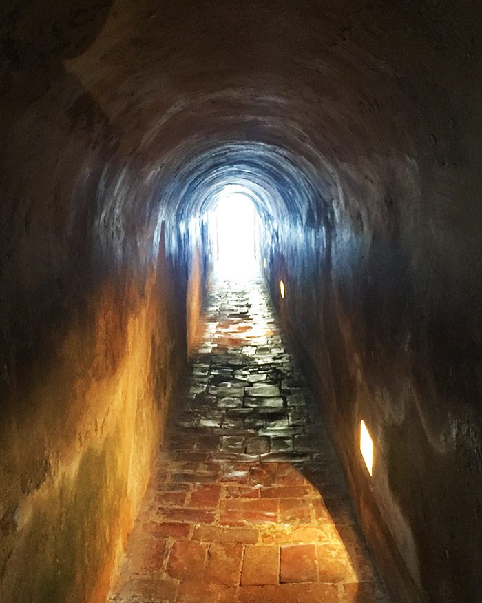 Tunnel inside the Castle in Cartagena