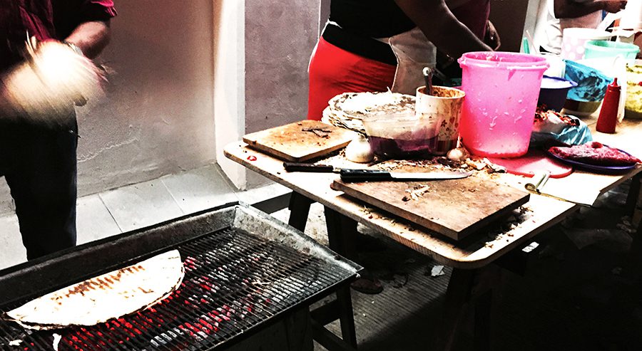 This food stand, tucked in a dark alley, doesn't look like much, but it was jam packed with patrons every night so we knew we needed to try it. It didn't disappoint, so we returned a second night! Street food in puerto escondido oaxaca
