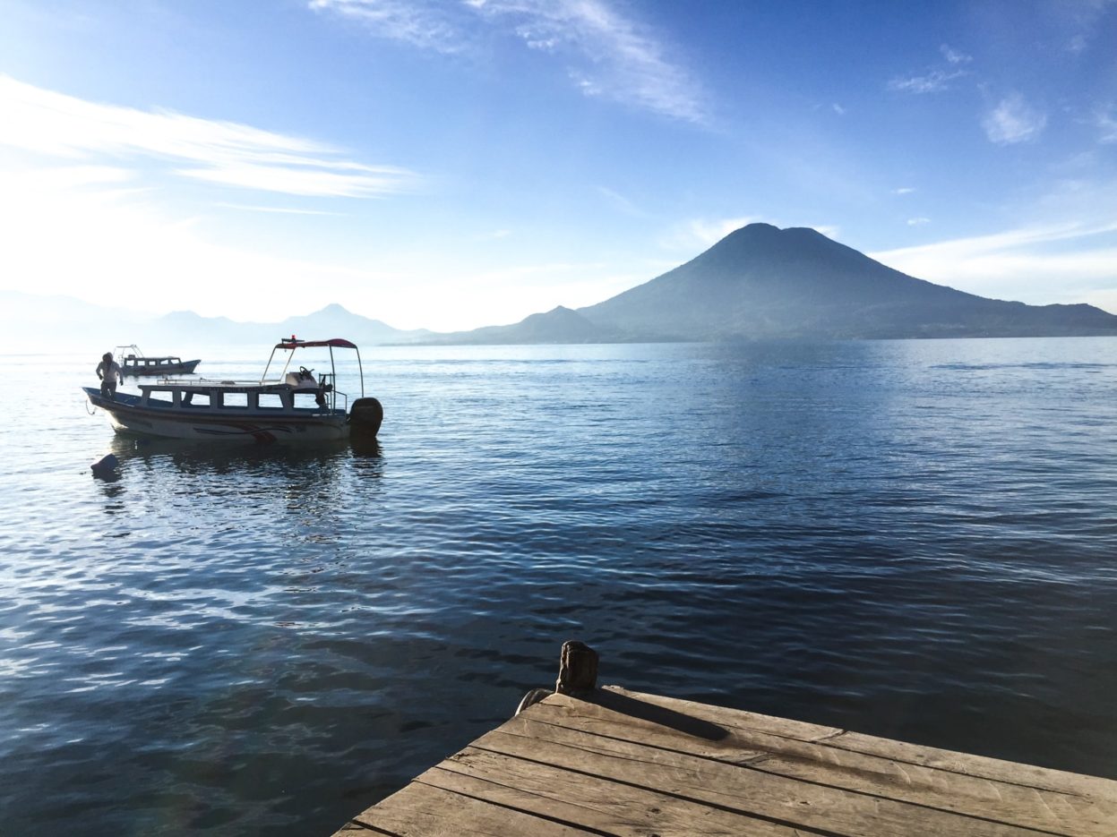 A lancha on Lake Atitlan, Guatemala. lancha boat lake atitlan guatemala