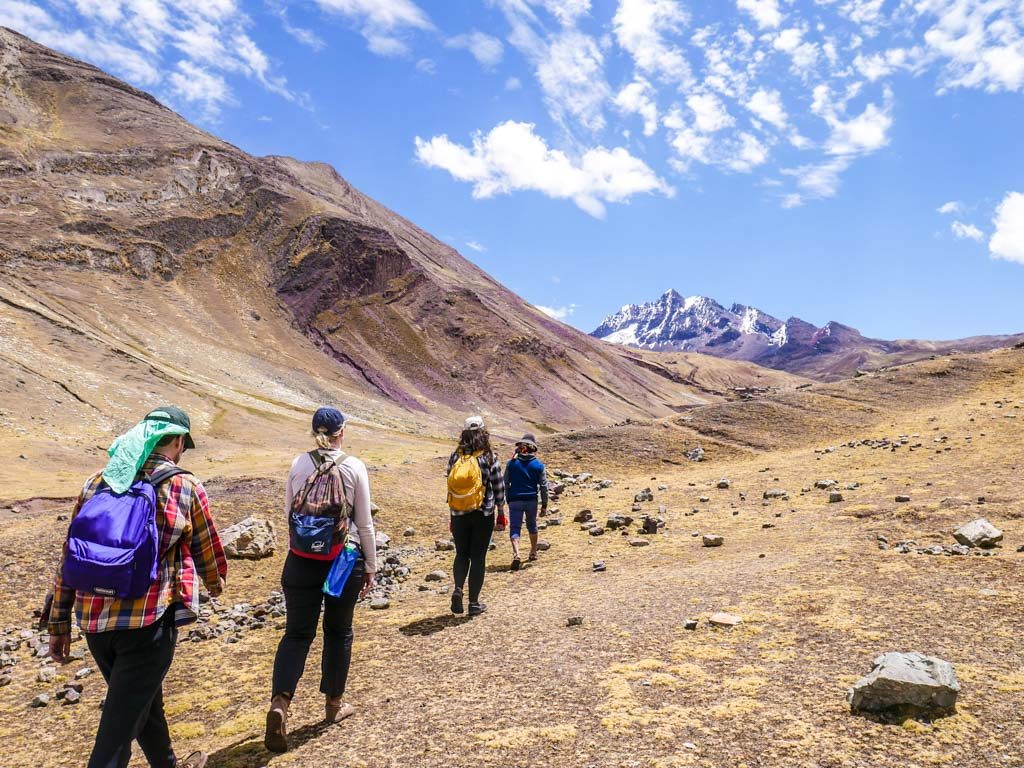 starting the rainbow mountain trek