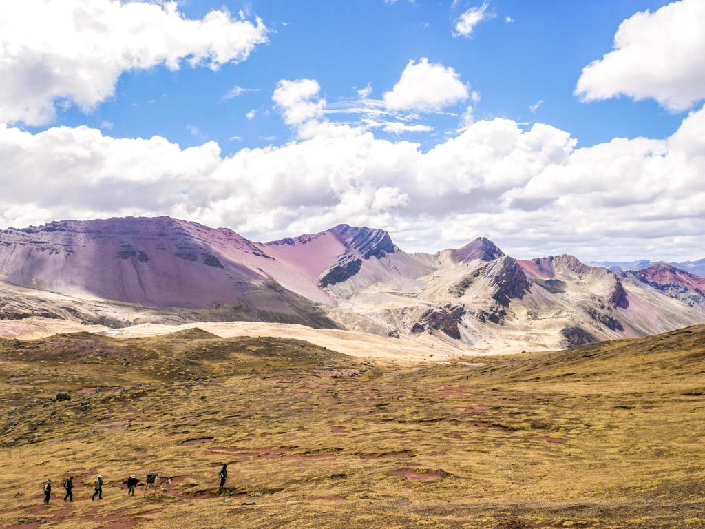 hiking up to rainbow mountain