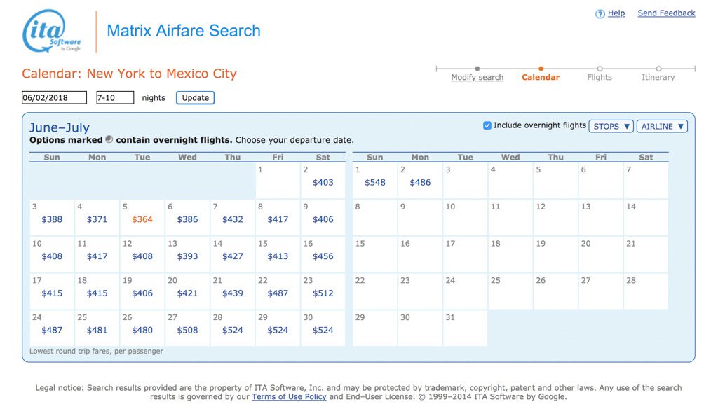 free flights affordable flights ita matrix search