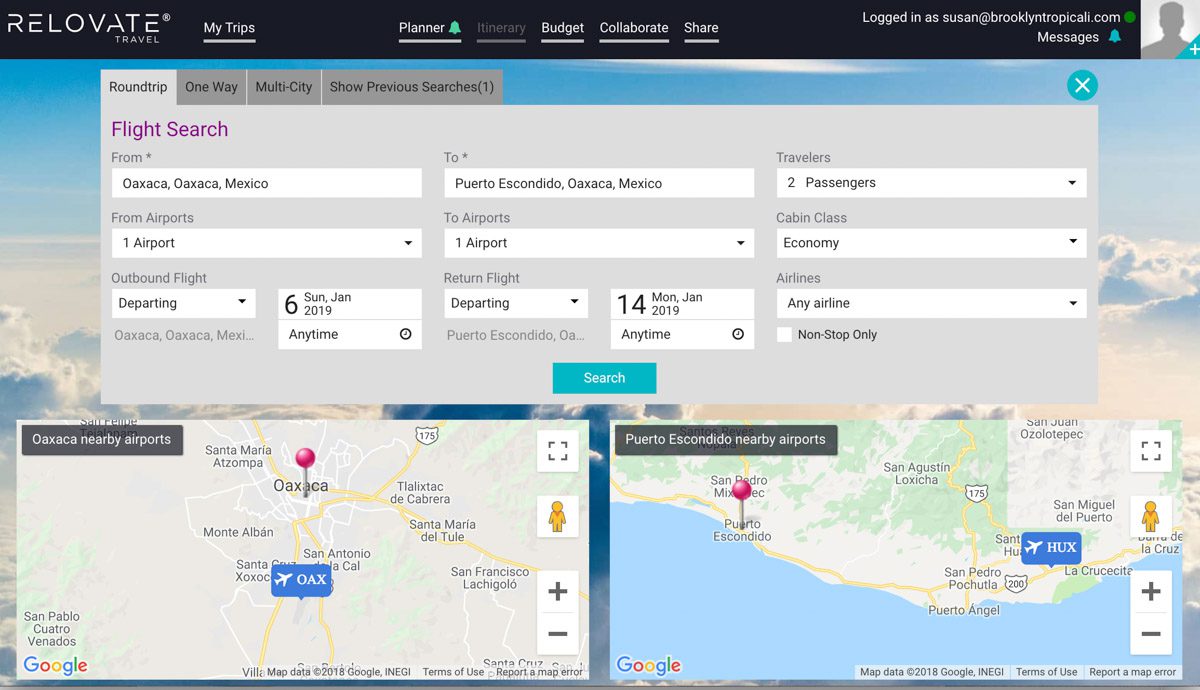 flight search with maps relovate