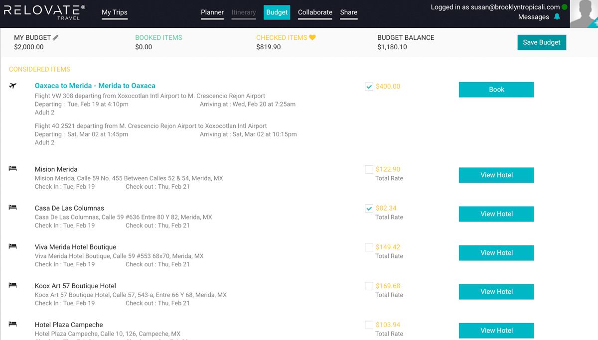 itinerary planner budget tracking