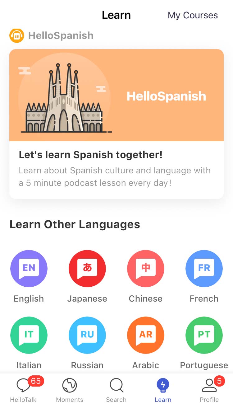 hello talk language learning tool podcasts and courses
