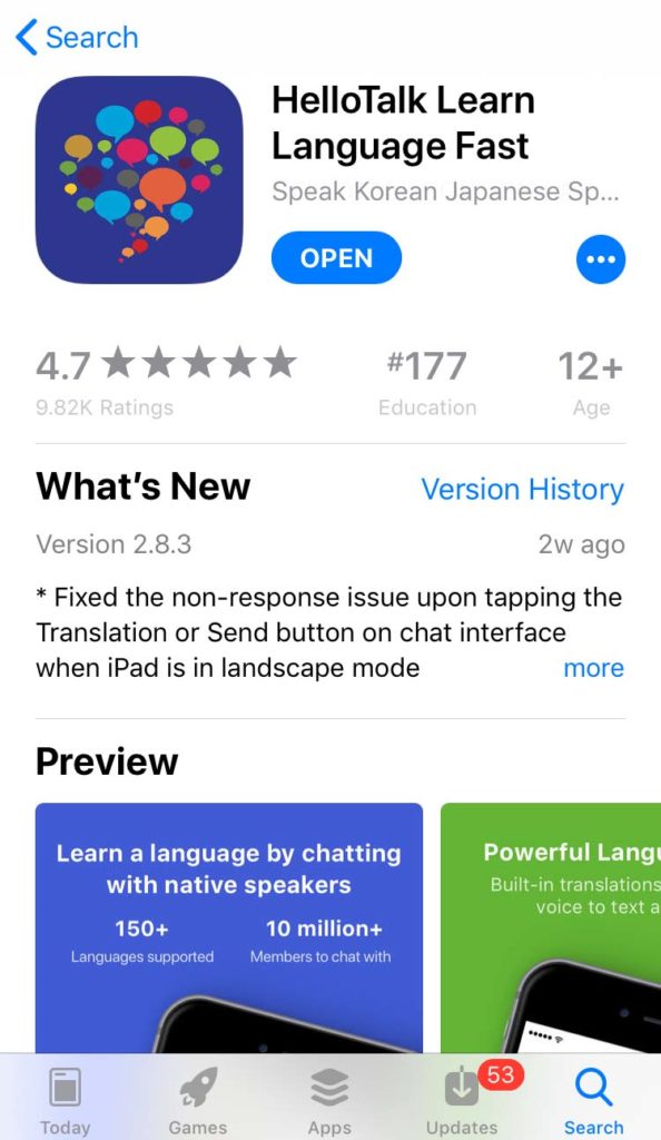 hellotalk language learning tool app store