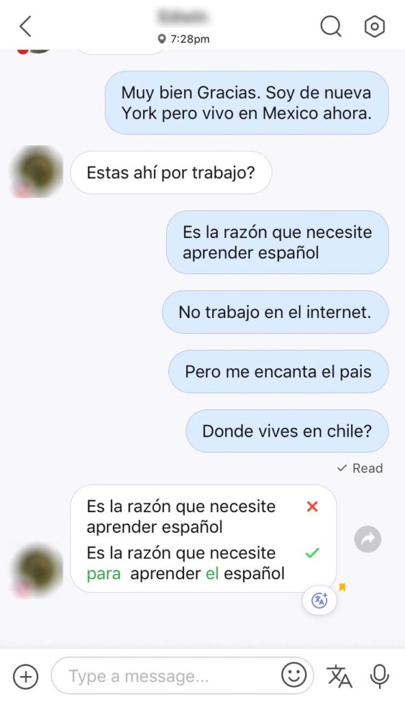 hellotalk spanish language exchange app conversation.