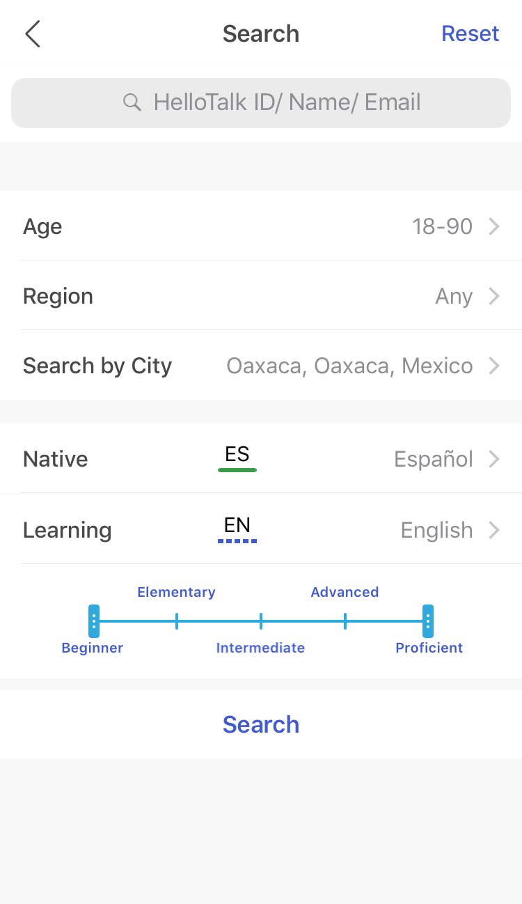 hellotalk spanish language exchange search for language partners