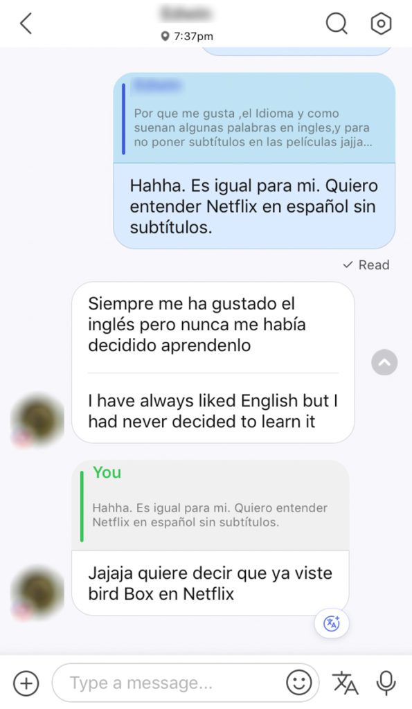 hellotalk spanish language exchange translation feature