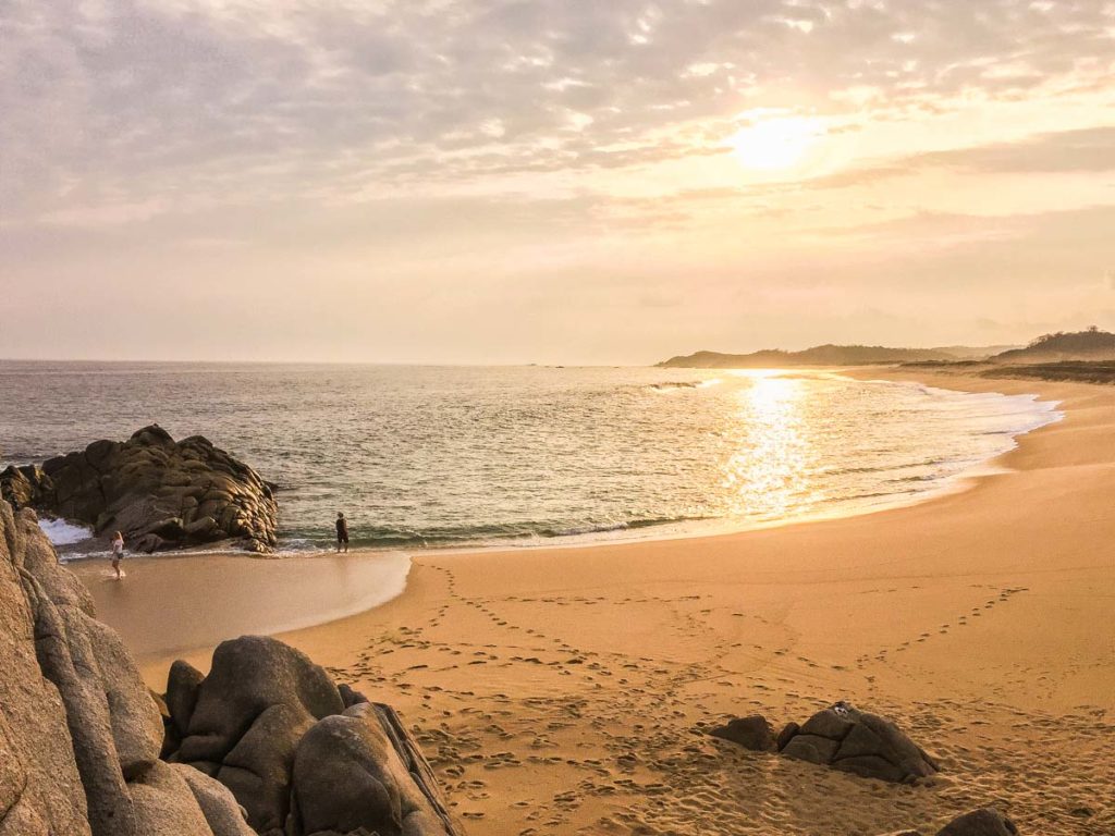 empty beach at huatulco bay