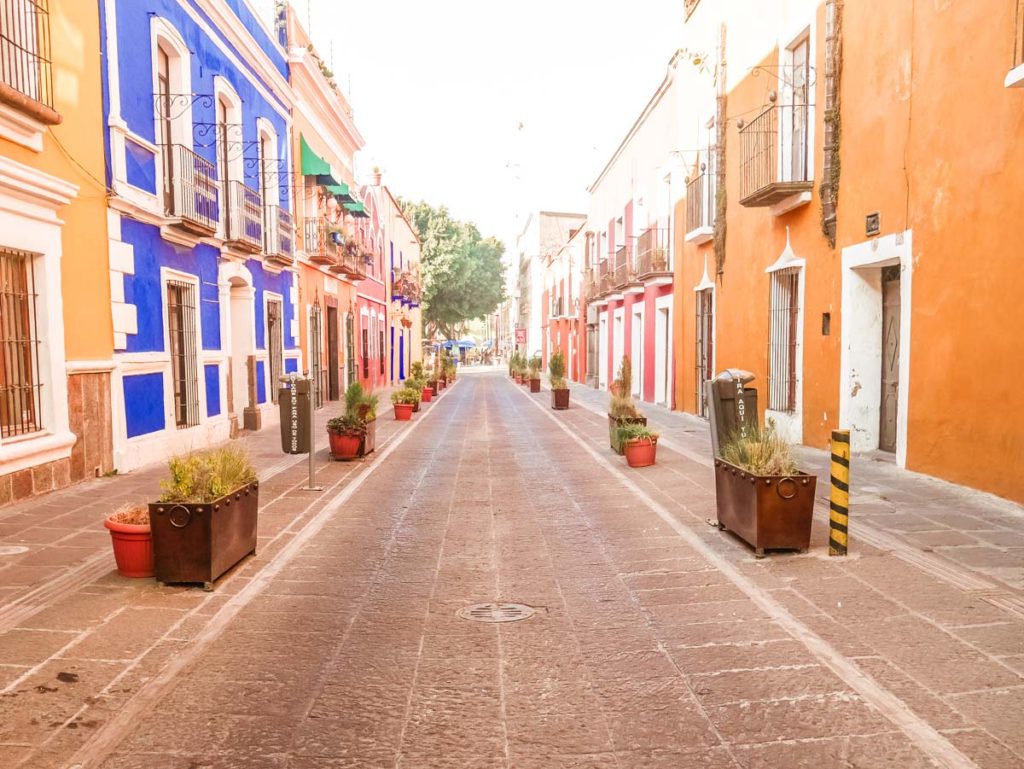 street in puebla outside hotel meson sacristia