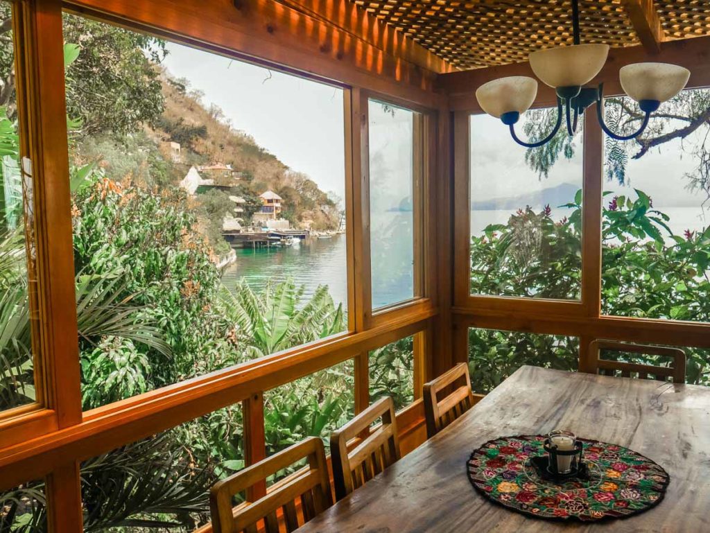 dining room with view of lake lake atitlan retreat