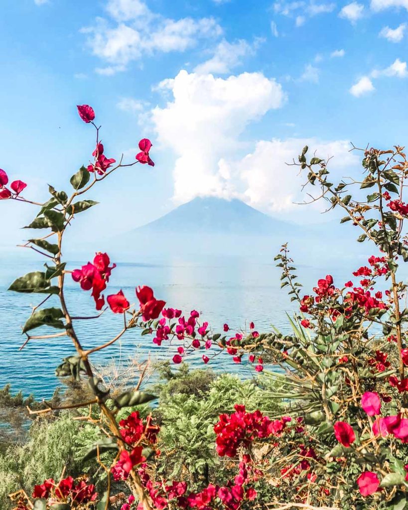 volcano views santa cruz la laguna lake atitlan guatemala