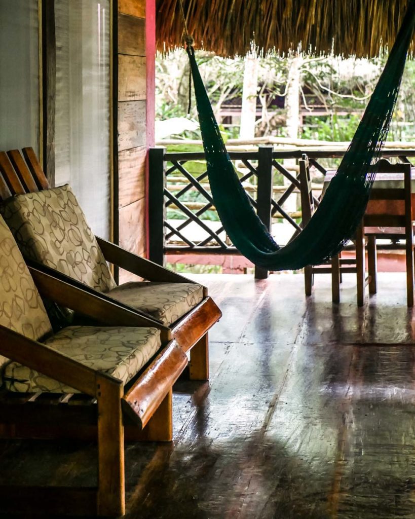 balcony of cabin in jungle lodge chiapas mexico