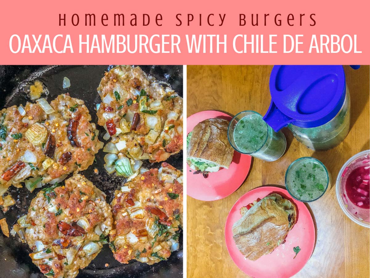 homemade spicy burgers, oaxaca style with chile arbolLR