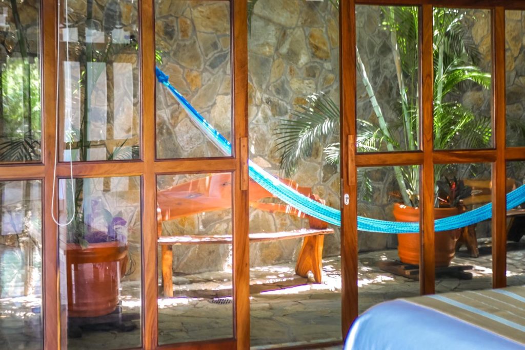 patio with stone wall at bianni beuu