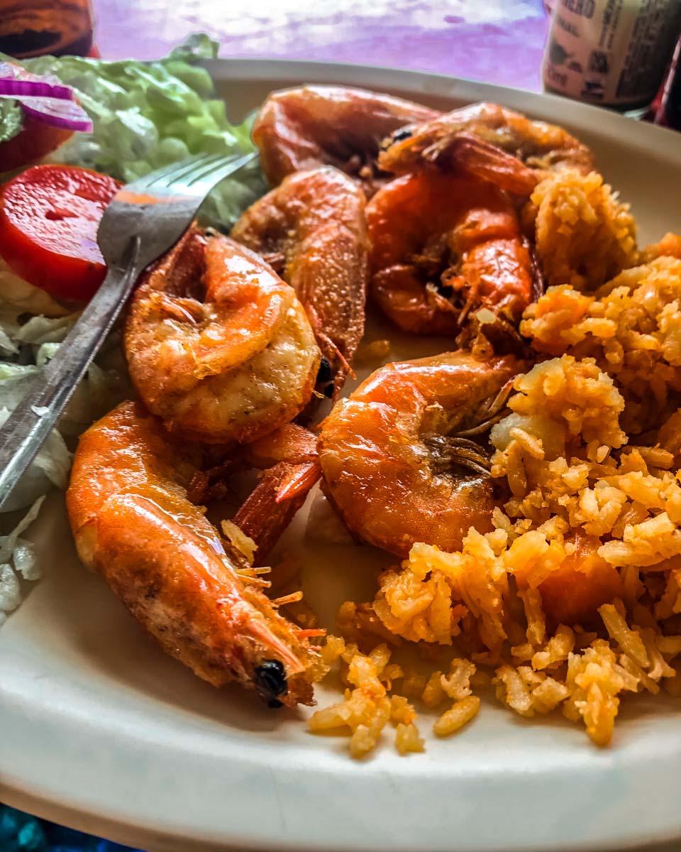 shrimp at playa estacahuite oaxaca restaurant