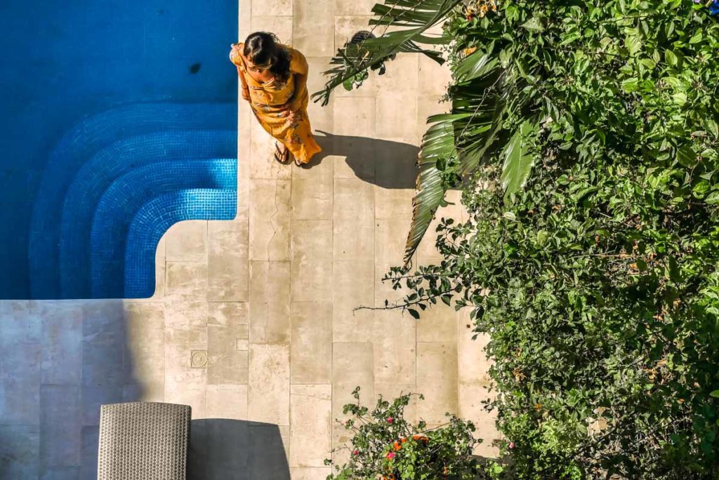 view of pool and patio from above bb luxury house mexico vacation rental