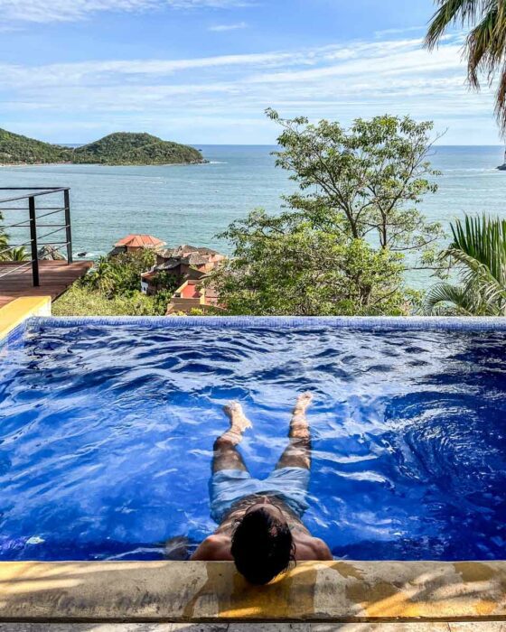 enjoying the pool boutique hotel zihuatanejo