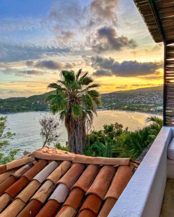 sunset view at casa del cielo private terrace
