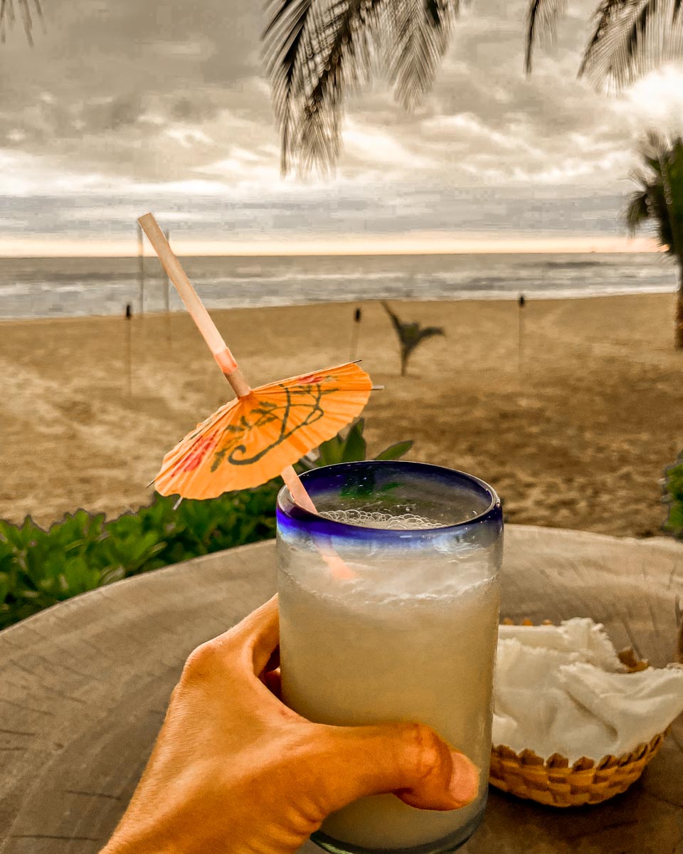 tropical drink at playa larga zihuatanejo
