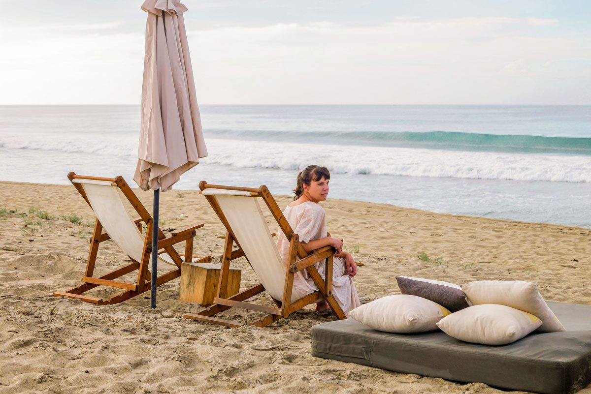 beach chairs in front of casas maria matilda puerto escondido