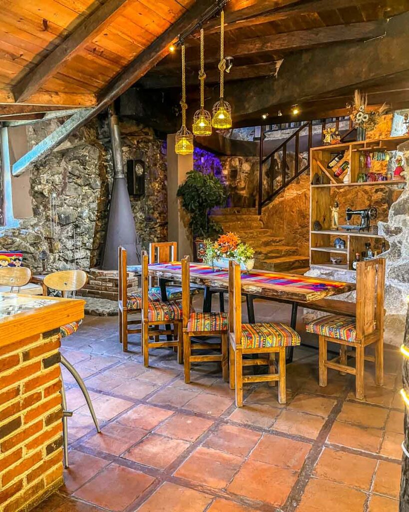dining room at la fortaleza airbnb in mineral del monte pueblo magico